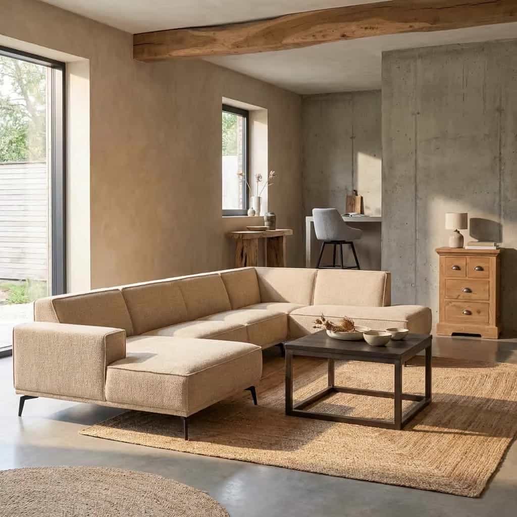Leeds Chaise L - 2,5 - Ottoman R - City 120 Beige