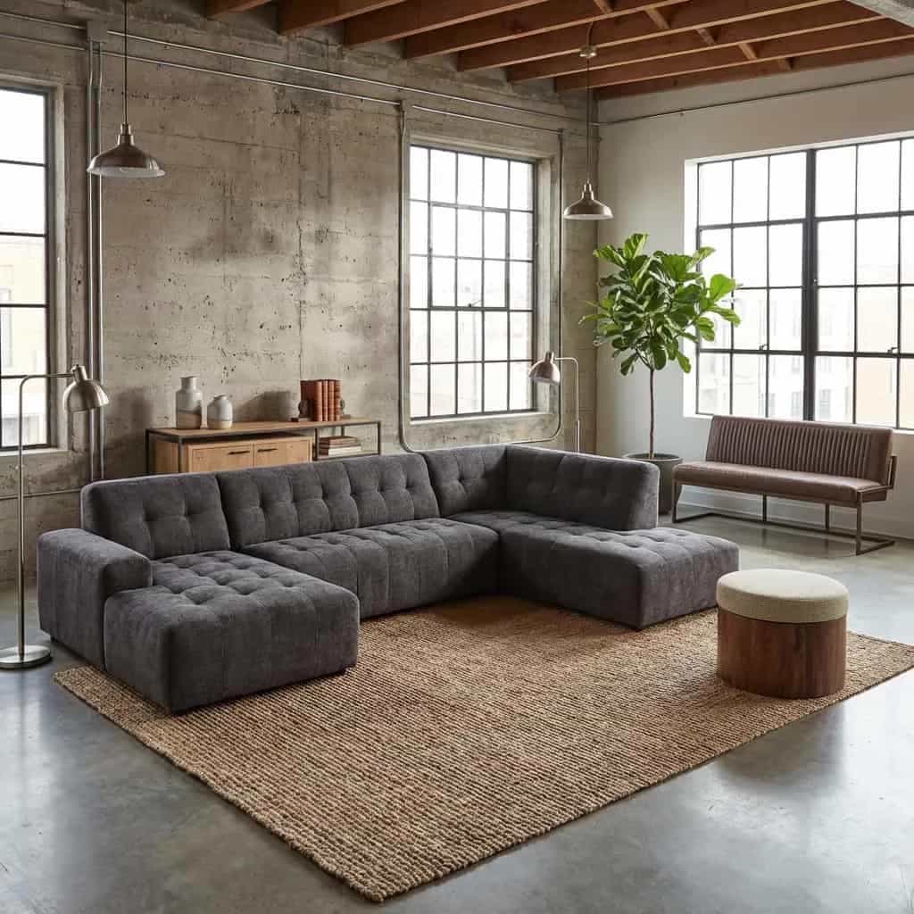 Memphis Chaise L - 3-Sitzer - Ottoman R - Haga 16 charcoal