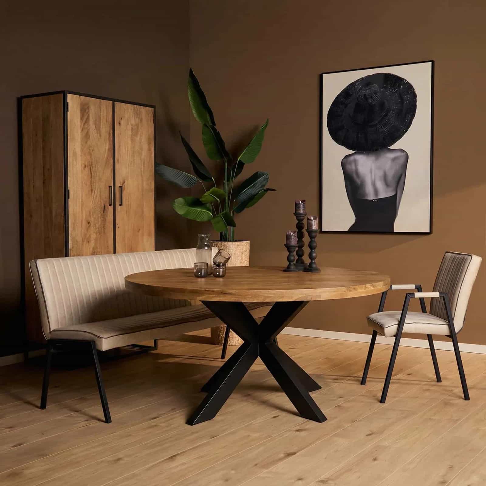 Runder Esstisch Dakota Natur-Mangoholz 130 cm