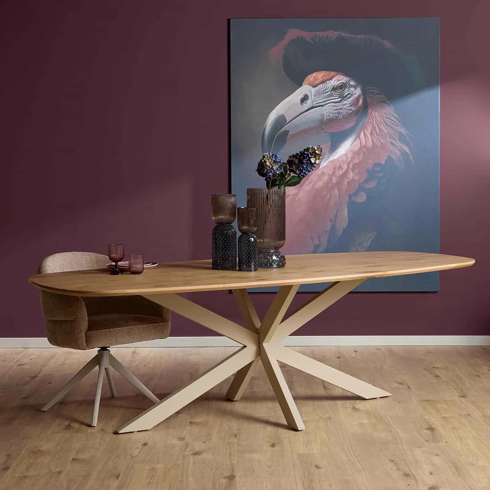 Eichen-Esstisch Ferris | Dänisches Oval 200 cm | Naturfarben | Tischbeine in Sand