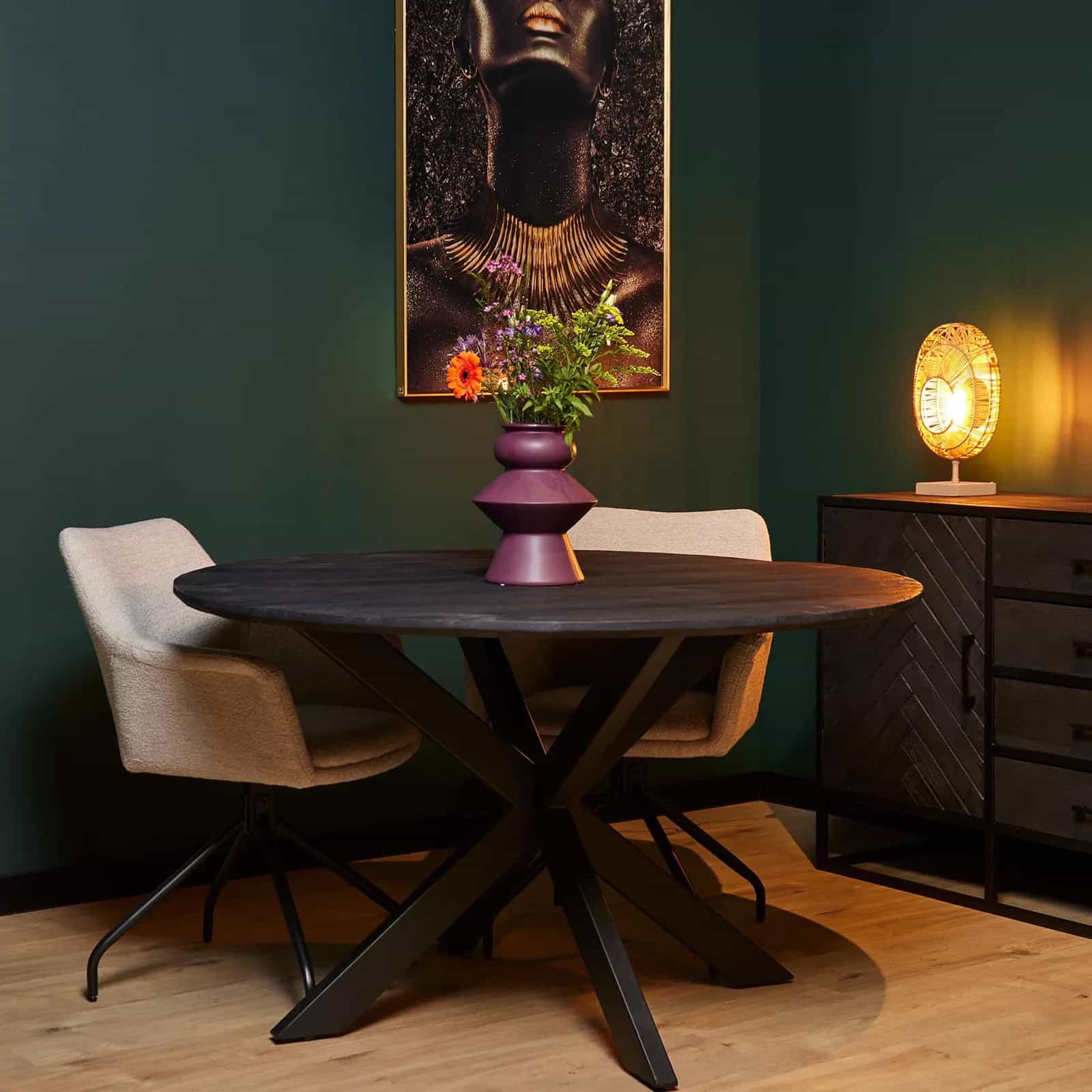 Runder Esstisch New York, schwarz, Mangoholz, 150 cm