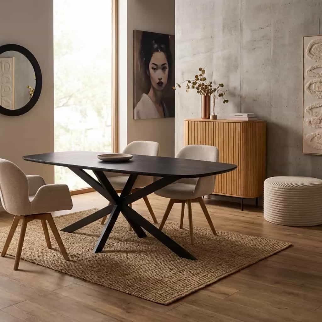 Esstisch Elegance Schwarz | 200 cm | Dänisch oval