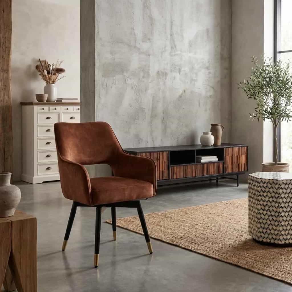 Lenno Armstuhl - Stoff Adore 24 Copper (drehbar)