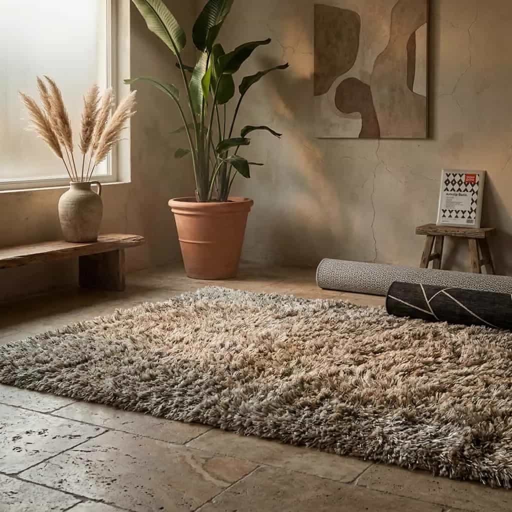Teppich „Love Shaggy“ Beige, rund