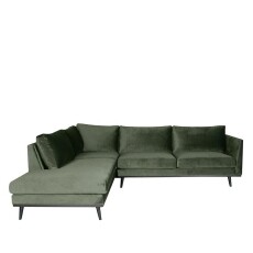 Modernes Sofa Siena aus grünem Samtstoff.