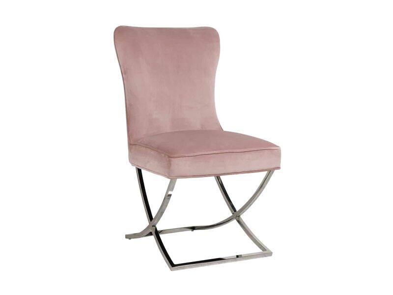 Richmond Interiors Stuhl Scarlett Pink Sammt - Silber  
