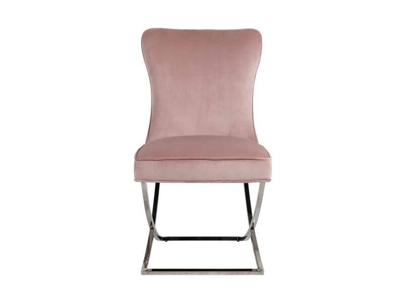 Richmond Interiors Stuhl Scarlett Pink Sammt - Silber  