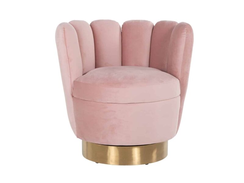 Richmond Interiors Sessel Mayfair Rosa Samt / Gold (Quartz Pink 700) 