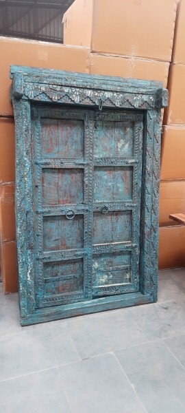  Vintage Tür blau aus Indien 