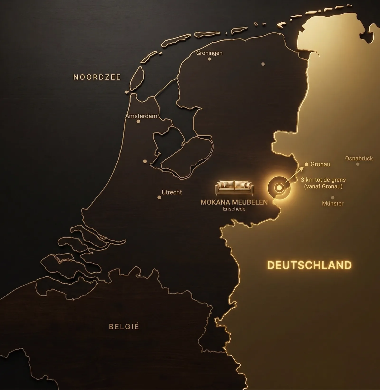 Zentral in Twente, nahe der Grenze